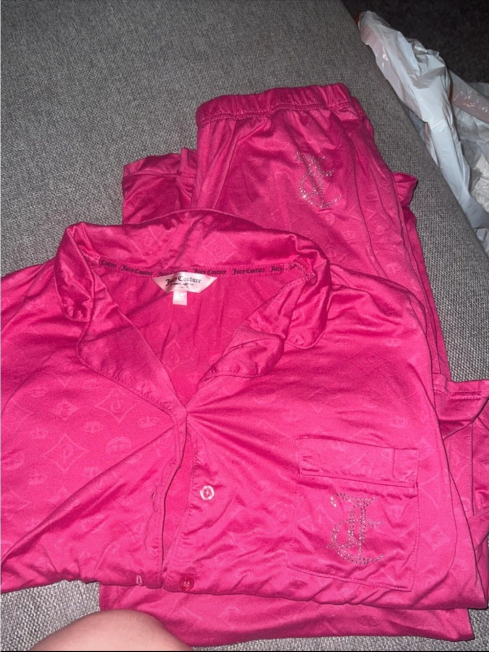 Bright Pink Women's Satin Pajama Set - Juicy Couture
